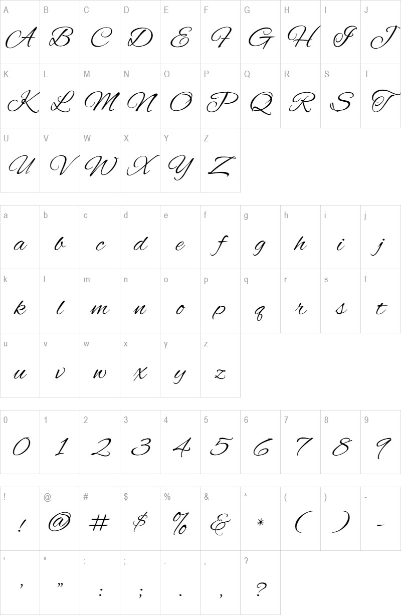 Alex Brush glyph set