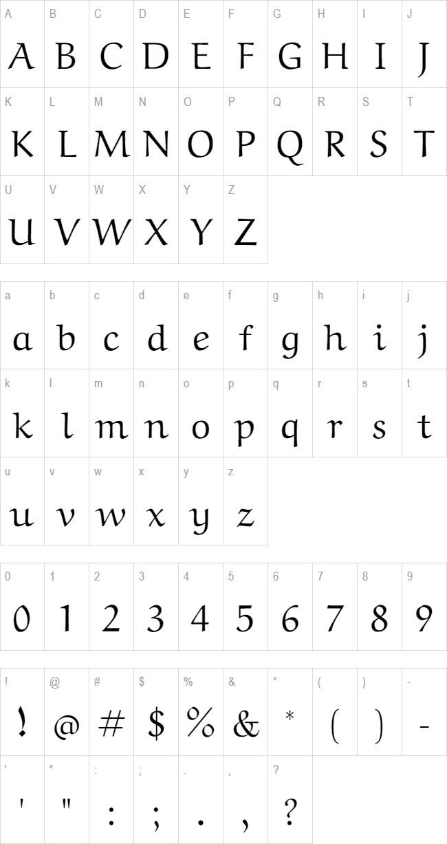 Aref Ruqaa glyph set
