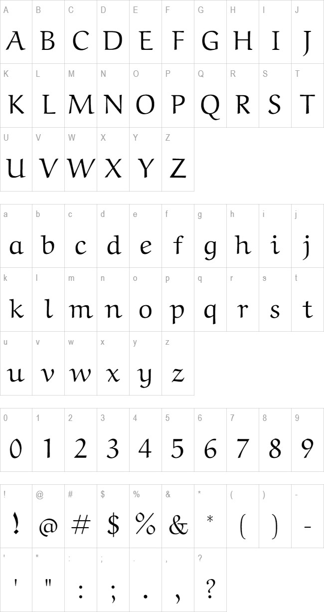 Aref Ruqaa glyph set