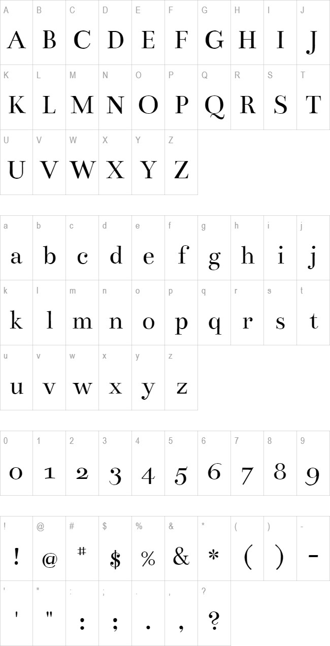 Bentham glyph set