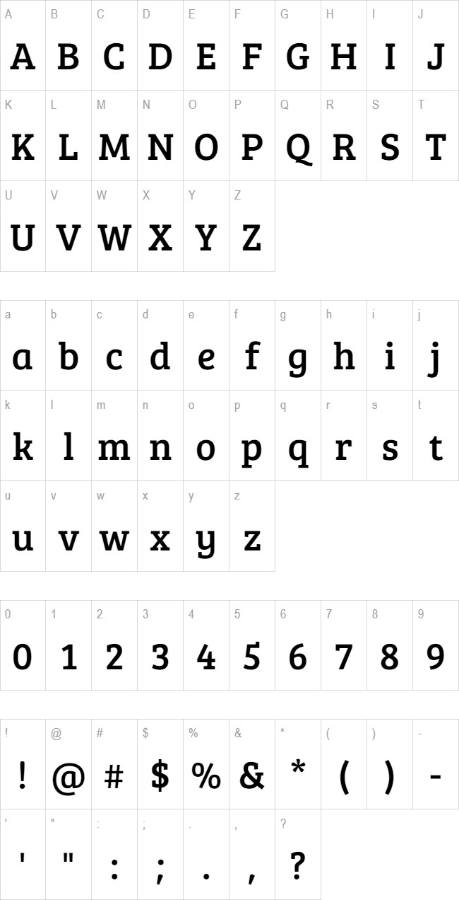 Bree Serif glyph set