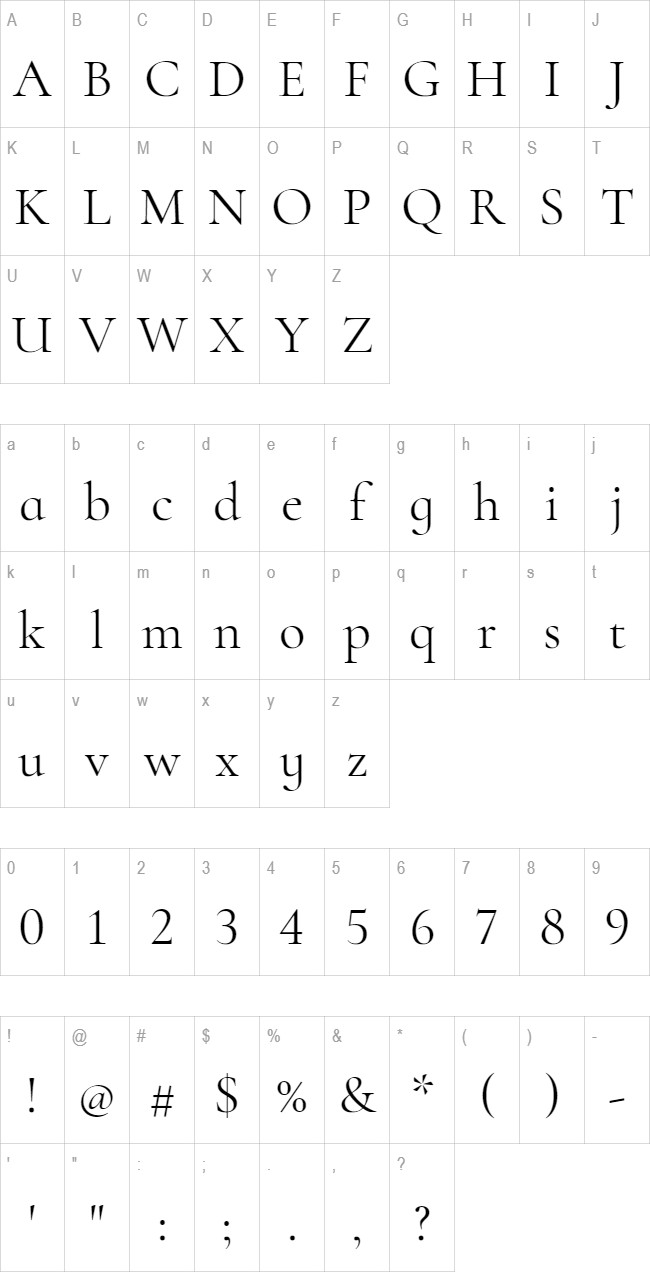 Cormorant Infant glyph set