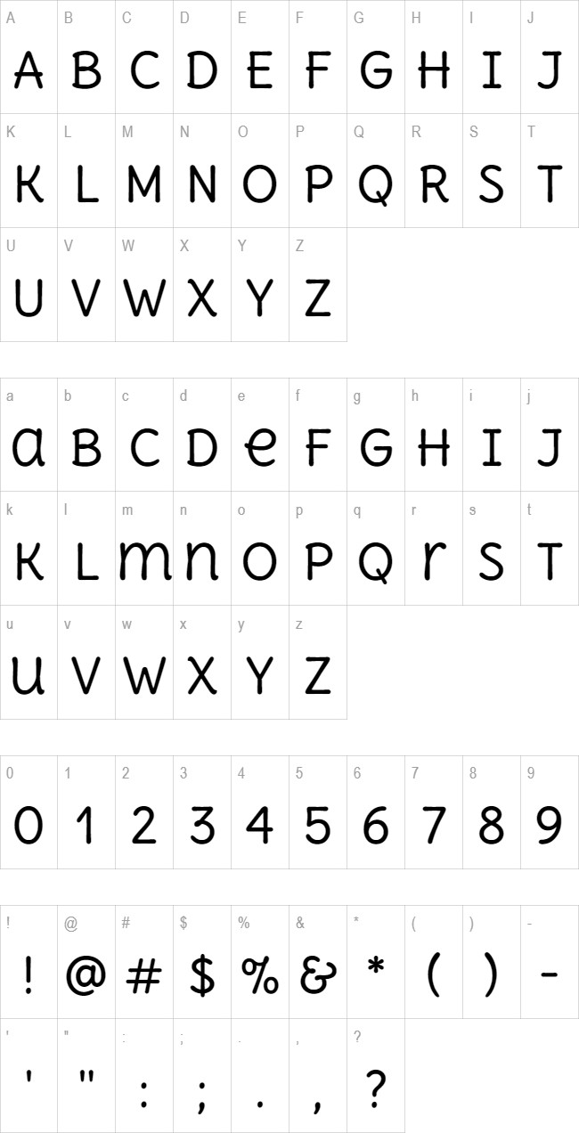 Delius Unicase glyph set
