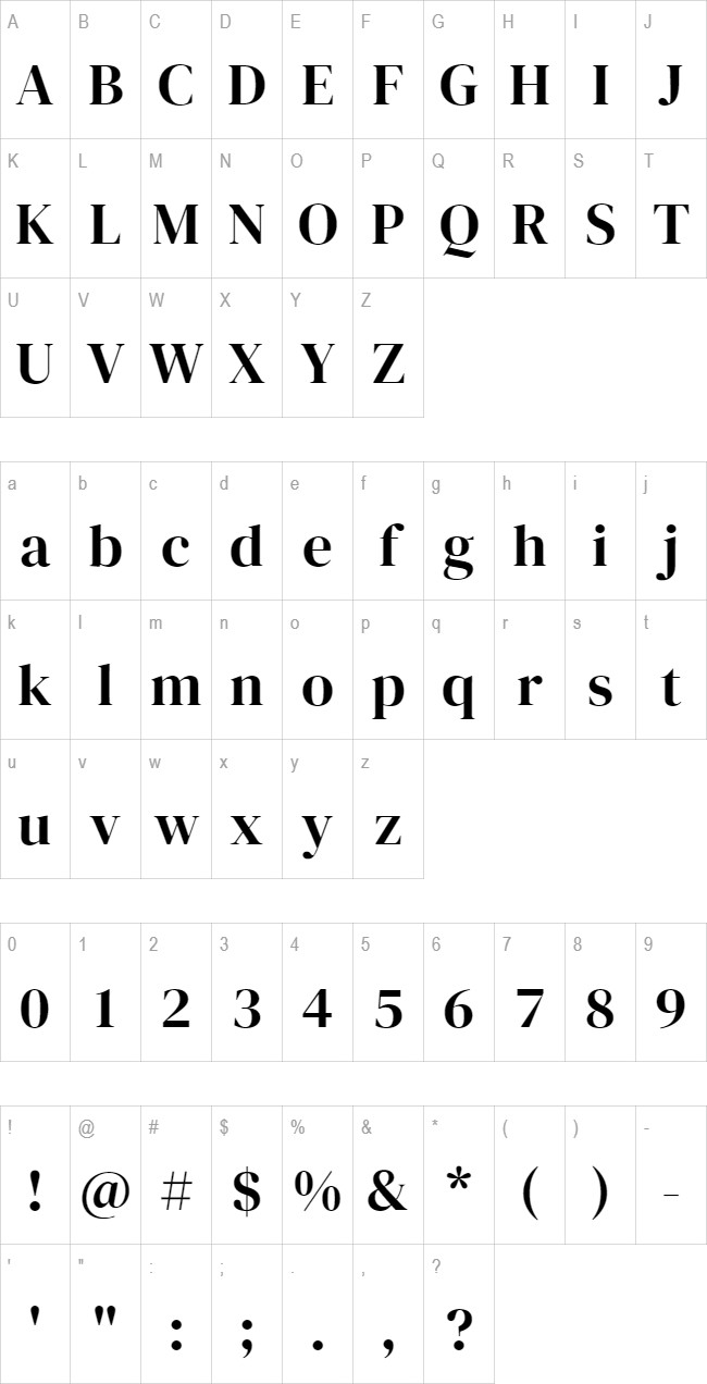 DM Serif Display glyph set