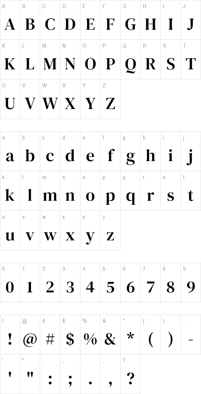 DM Serif Text glyph set