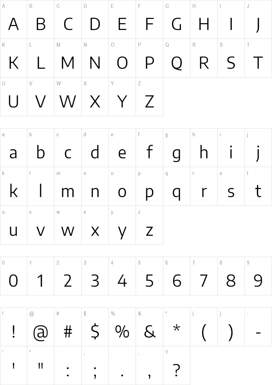 Encode Sans glyph set