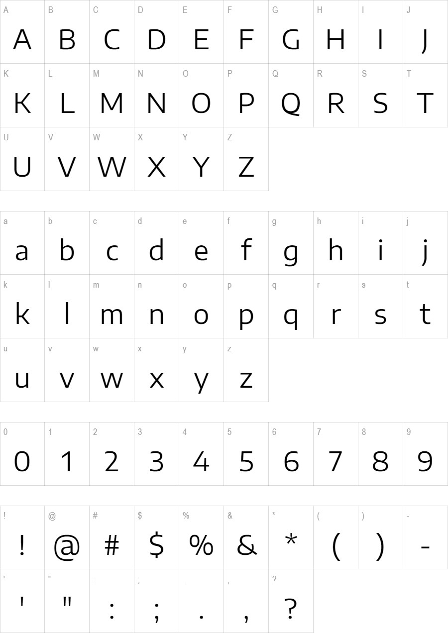 Encode Sans Semi Expanded glyph set