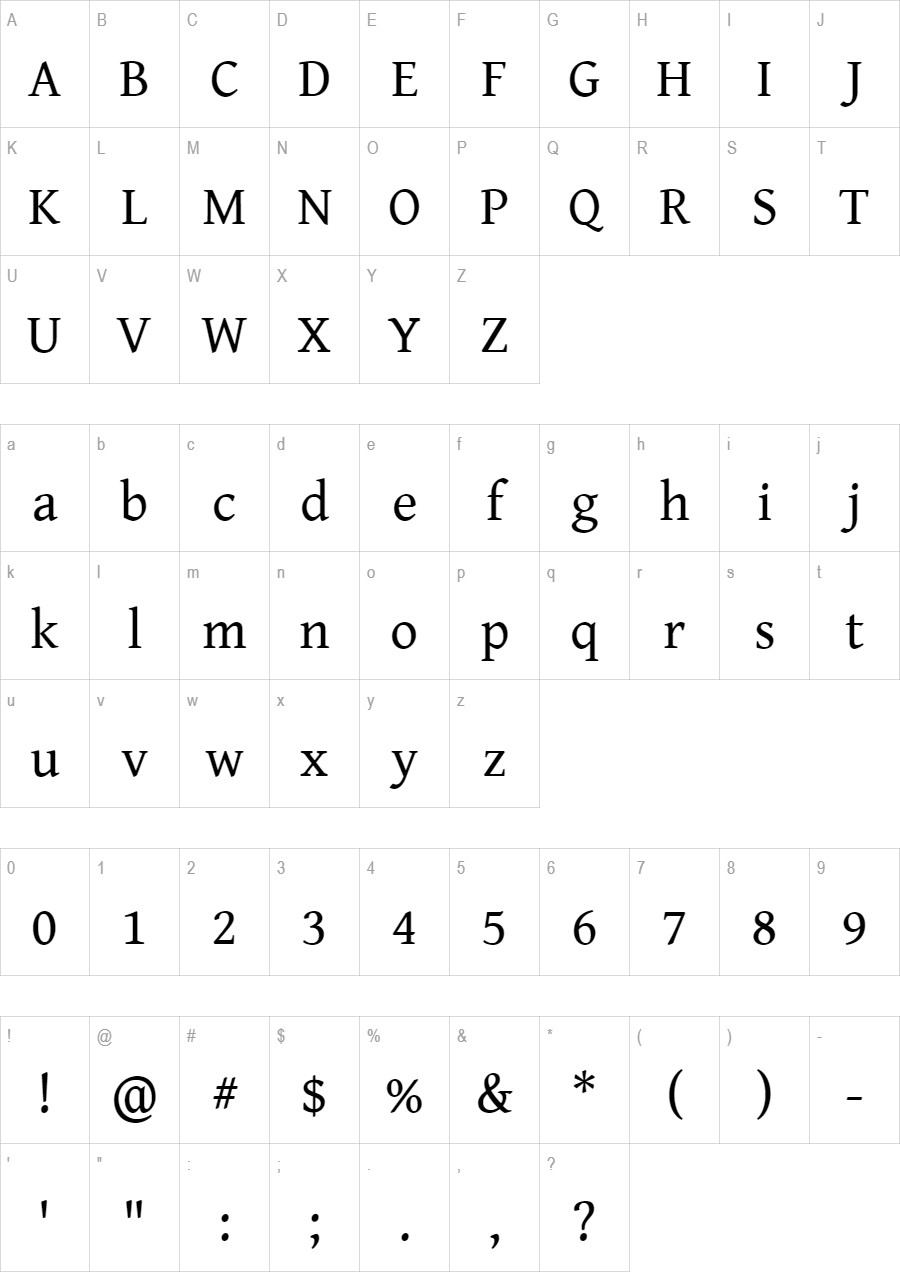 Gentium Book Basic glyph set