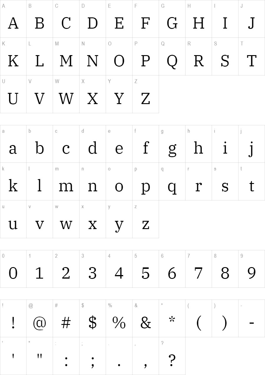 Ibm Plex Serif glyph set