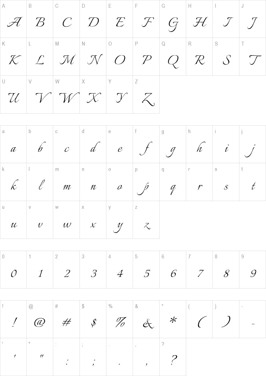 Italianno glyph set