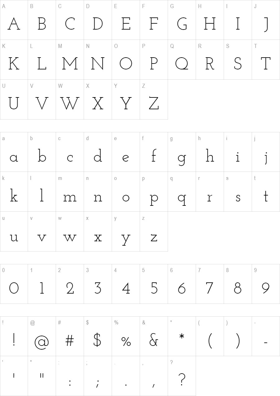Josefin Slab glyph set