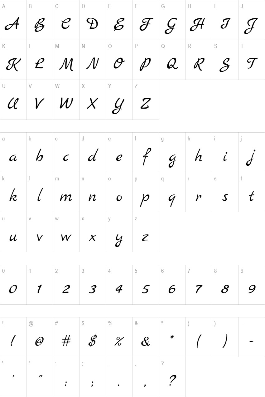 Marck Script glyph set