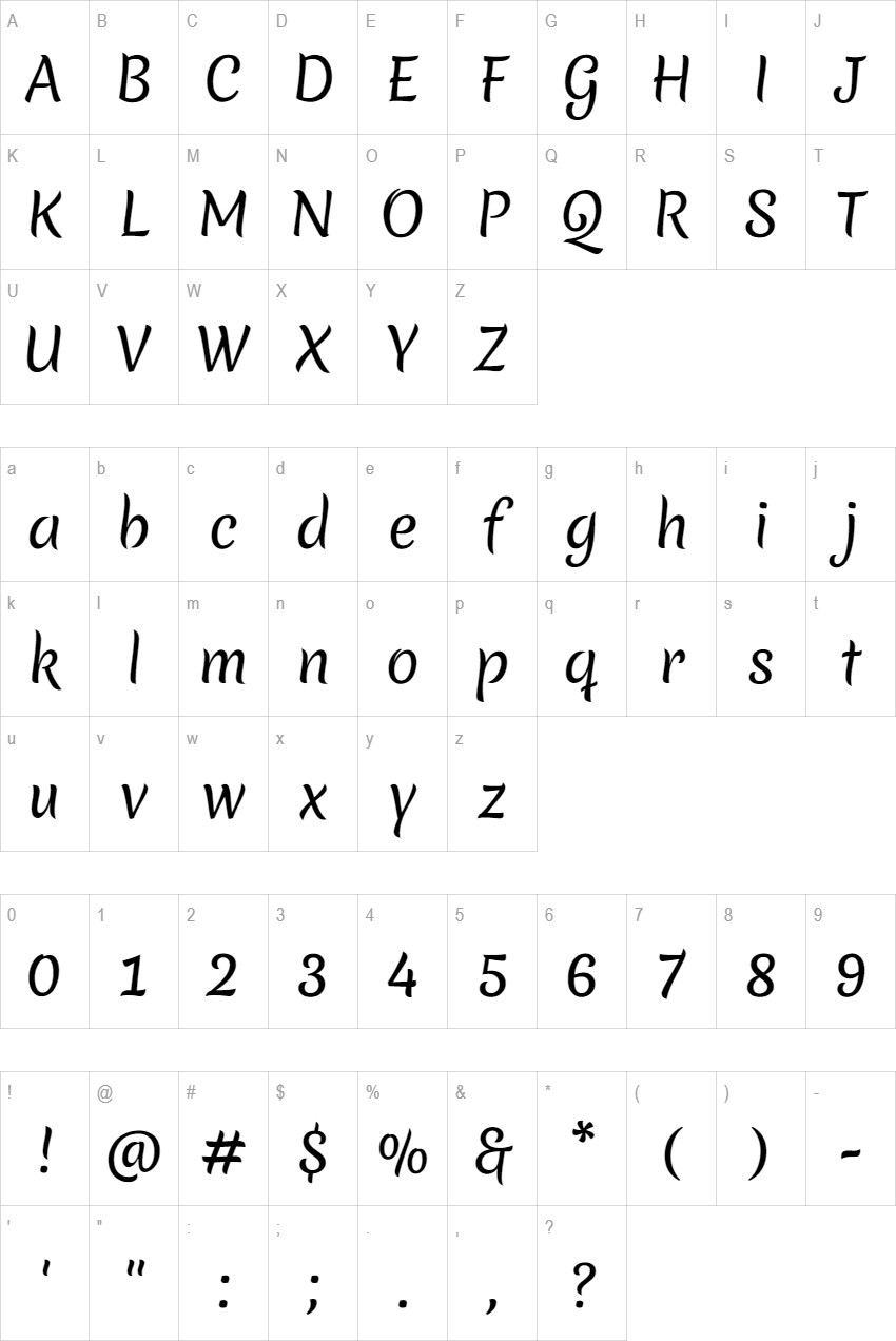 Merienda glyph set