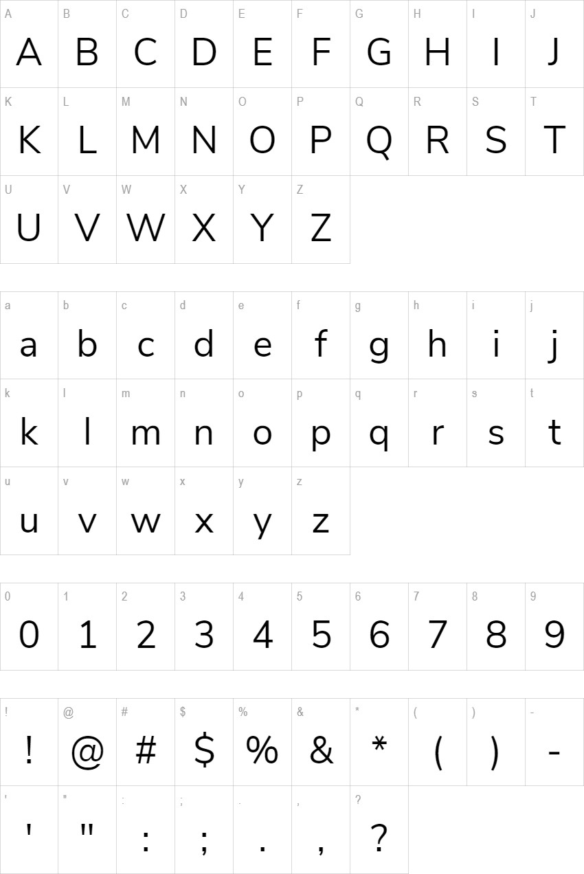 Nunito Sans glyph set