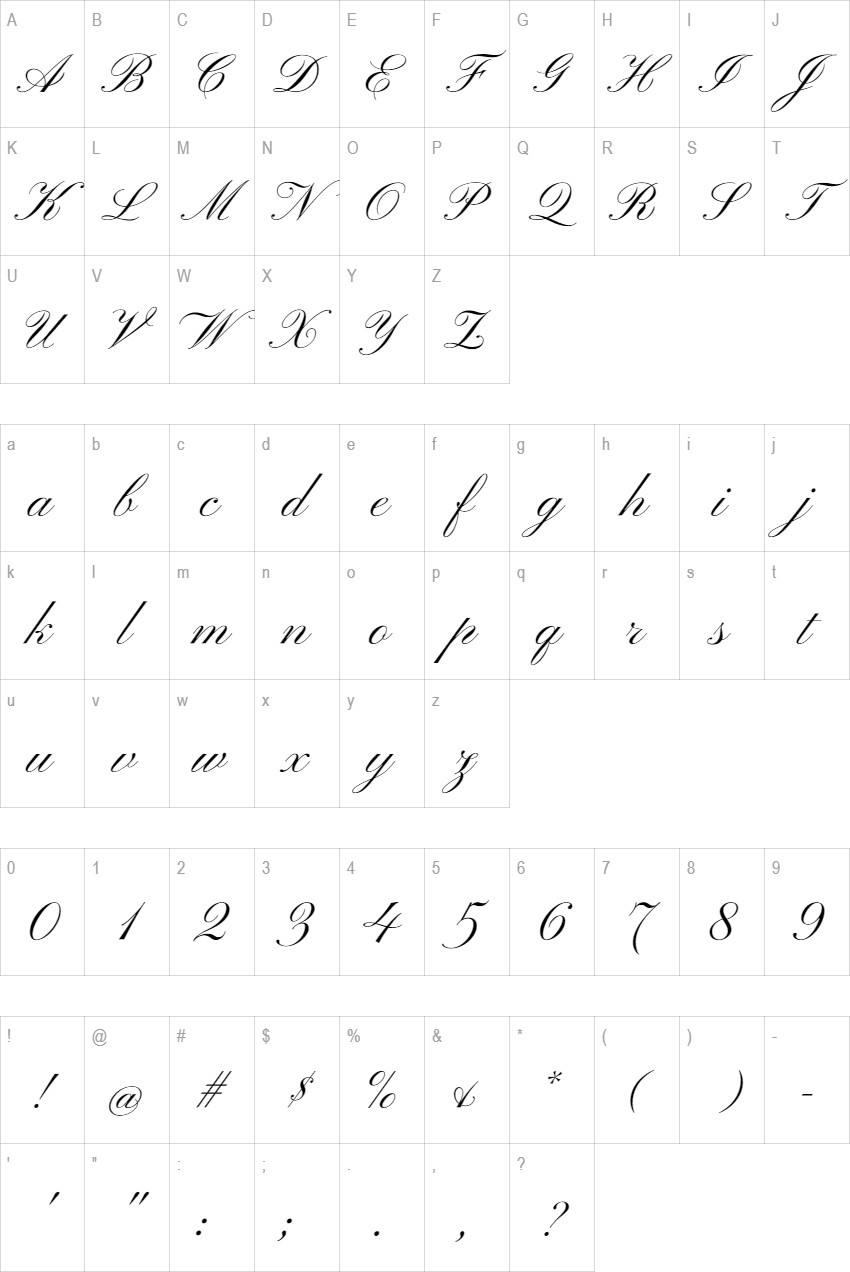 Pinyon Script glyph set