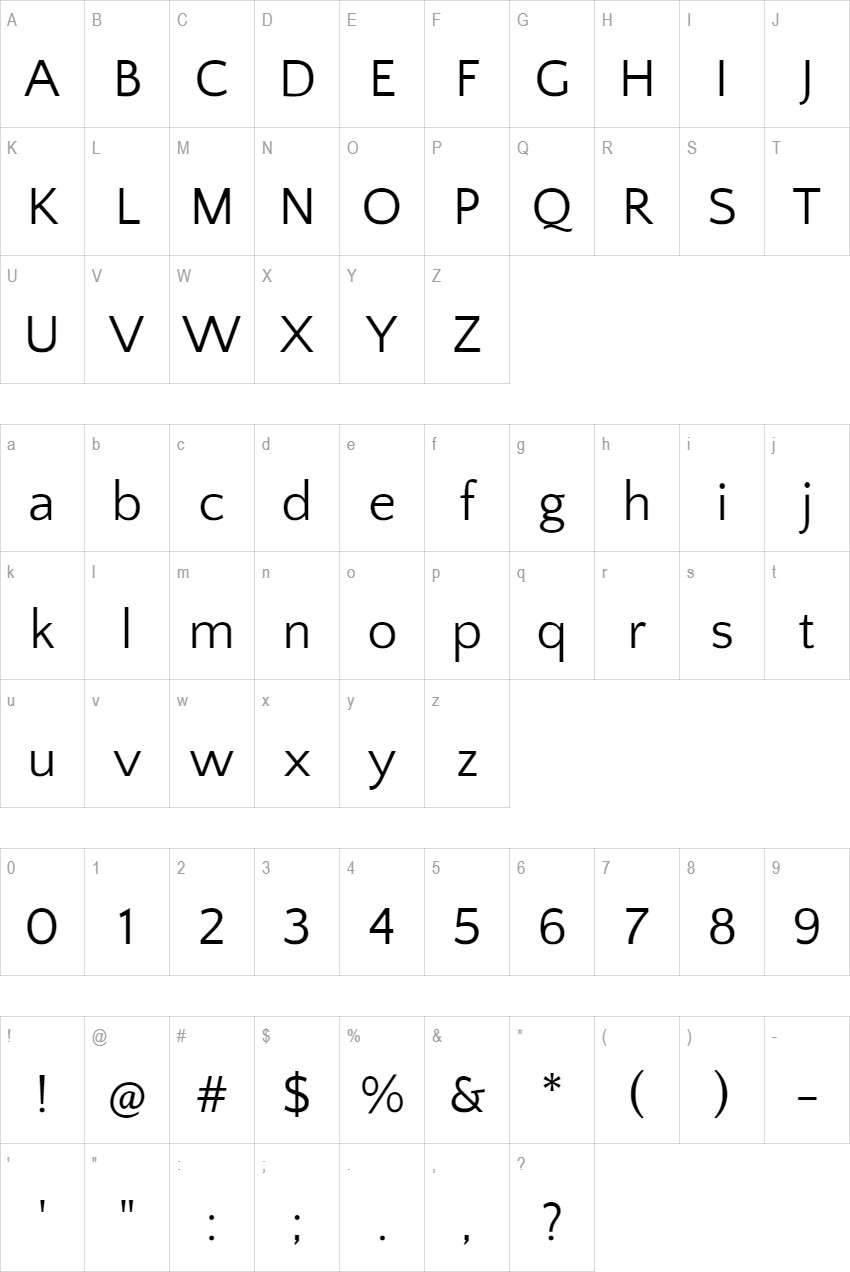 Quattrocento Sans glyph set