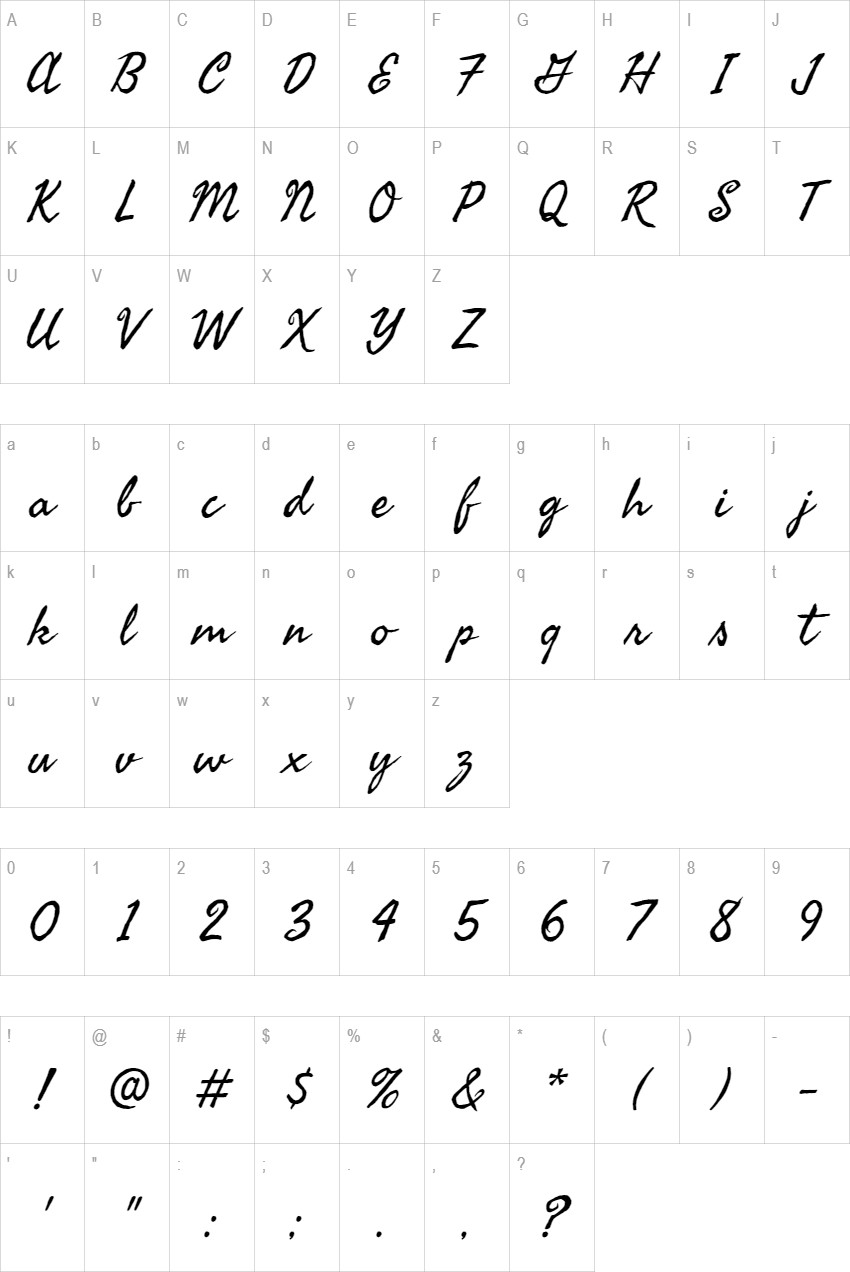 Seaweed Script glyph set