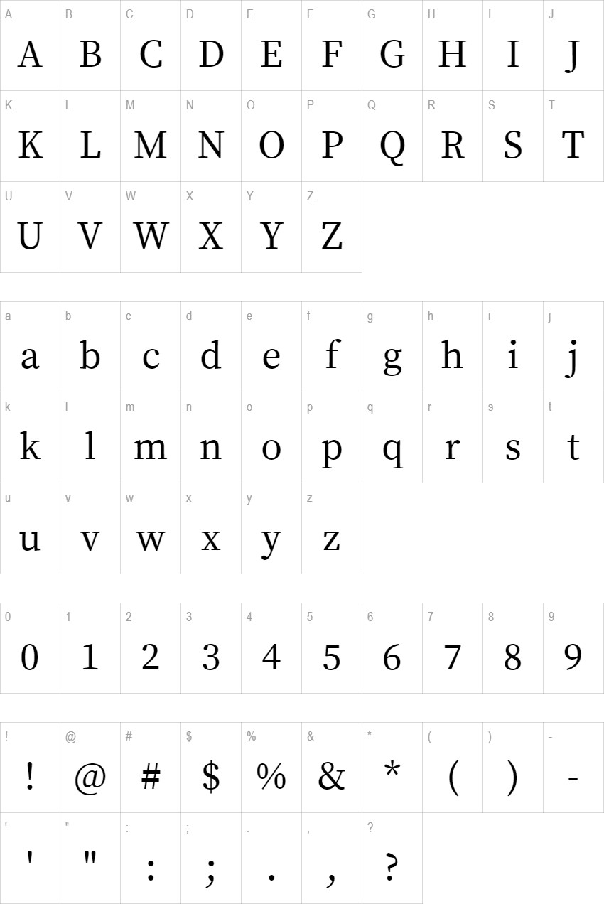 Source Serif Pro glyph set