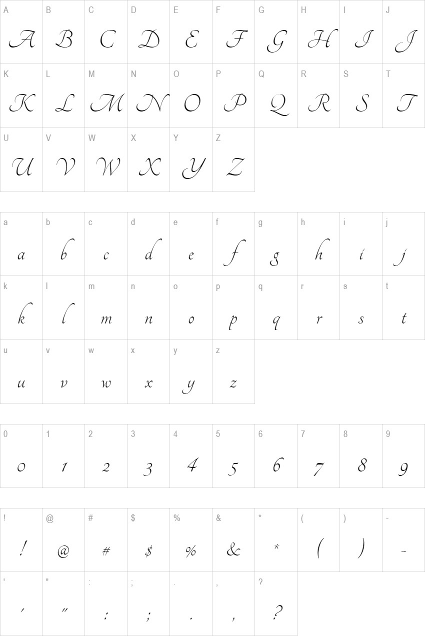 Tangerine glyph set