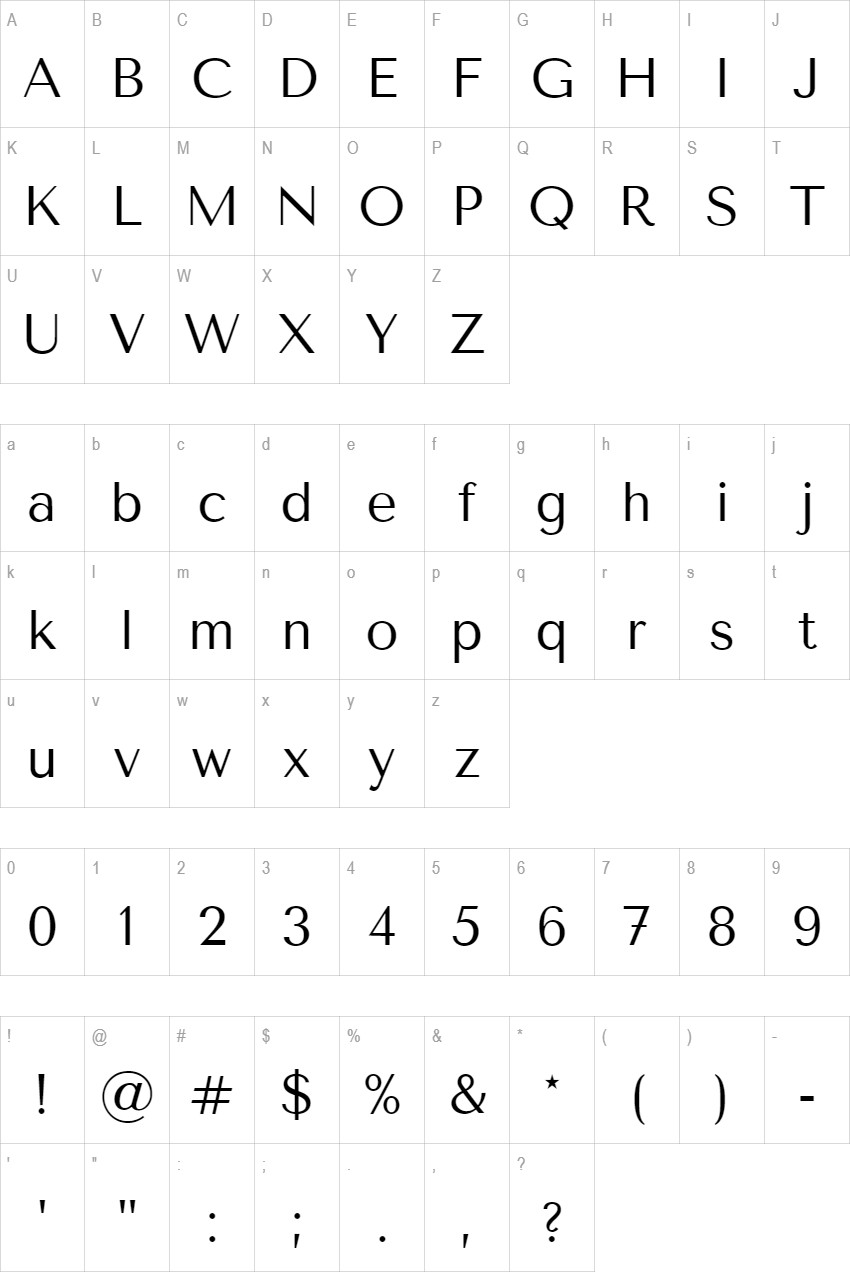 Tenor Sans glyph set