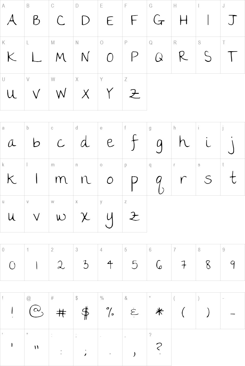 The Girl Next Door glyph set
