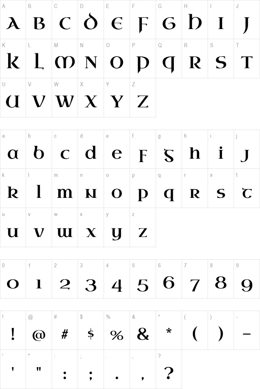 Uncial Antiqua glyph set