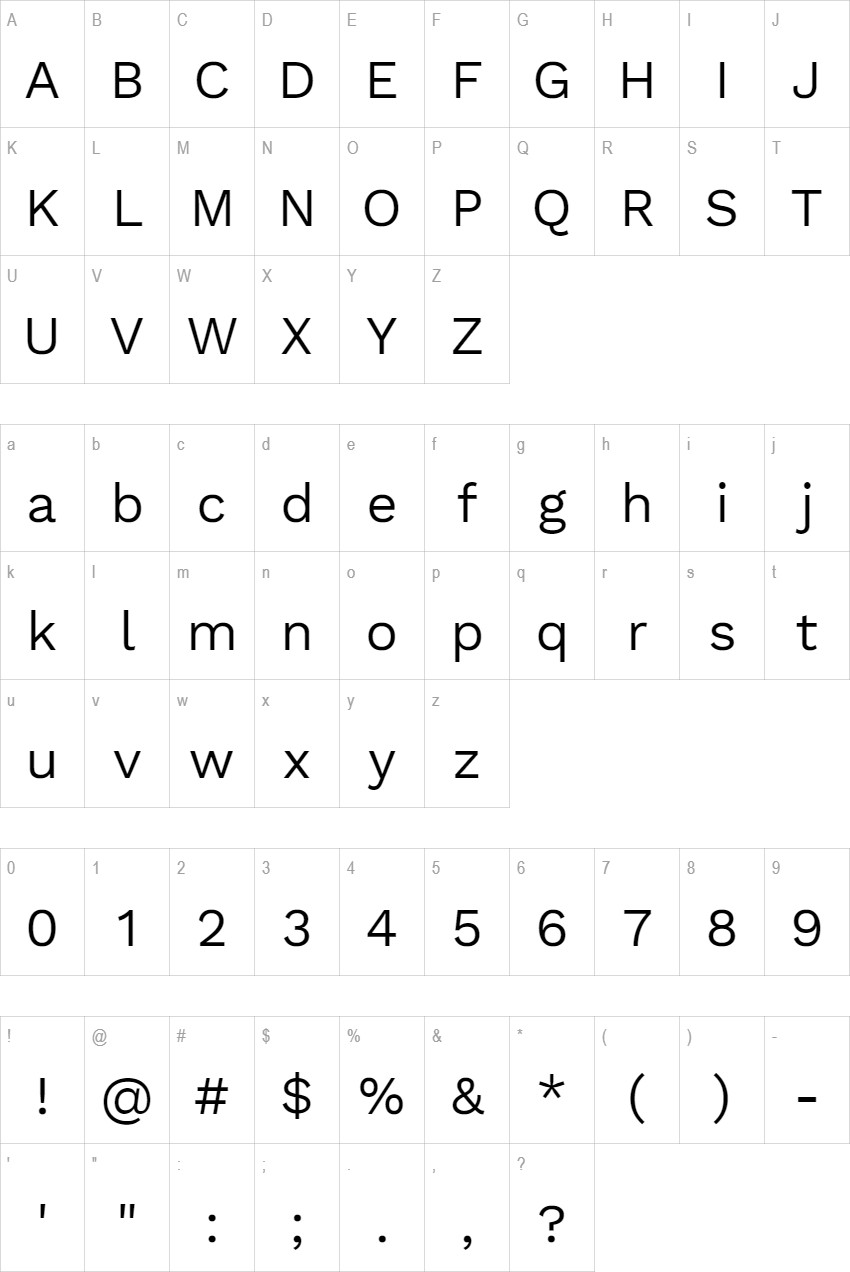 Work Sans glyph set