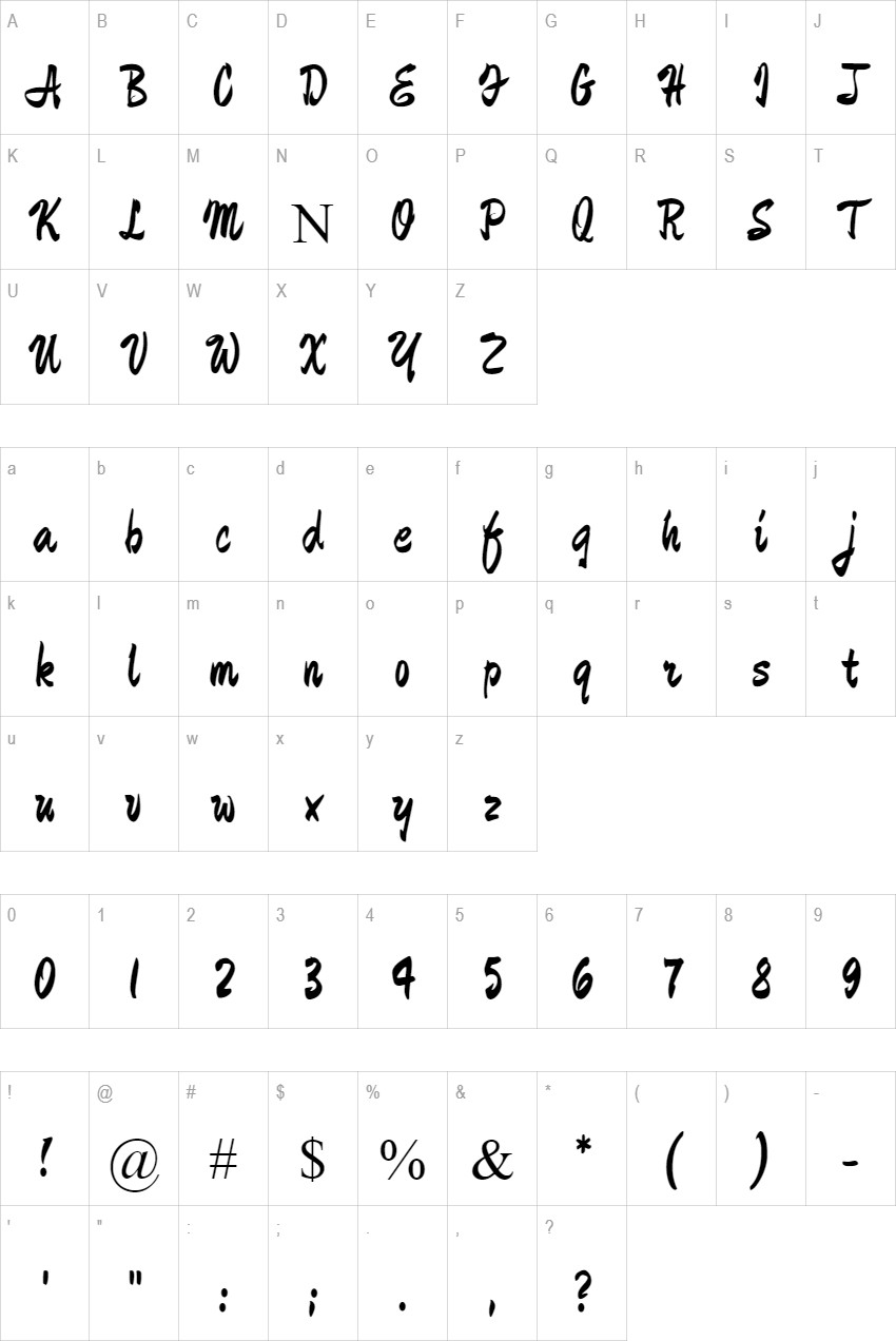 Zhi Mang Xing glyph set