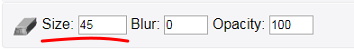 eraser tool size setting